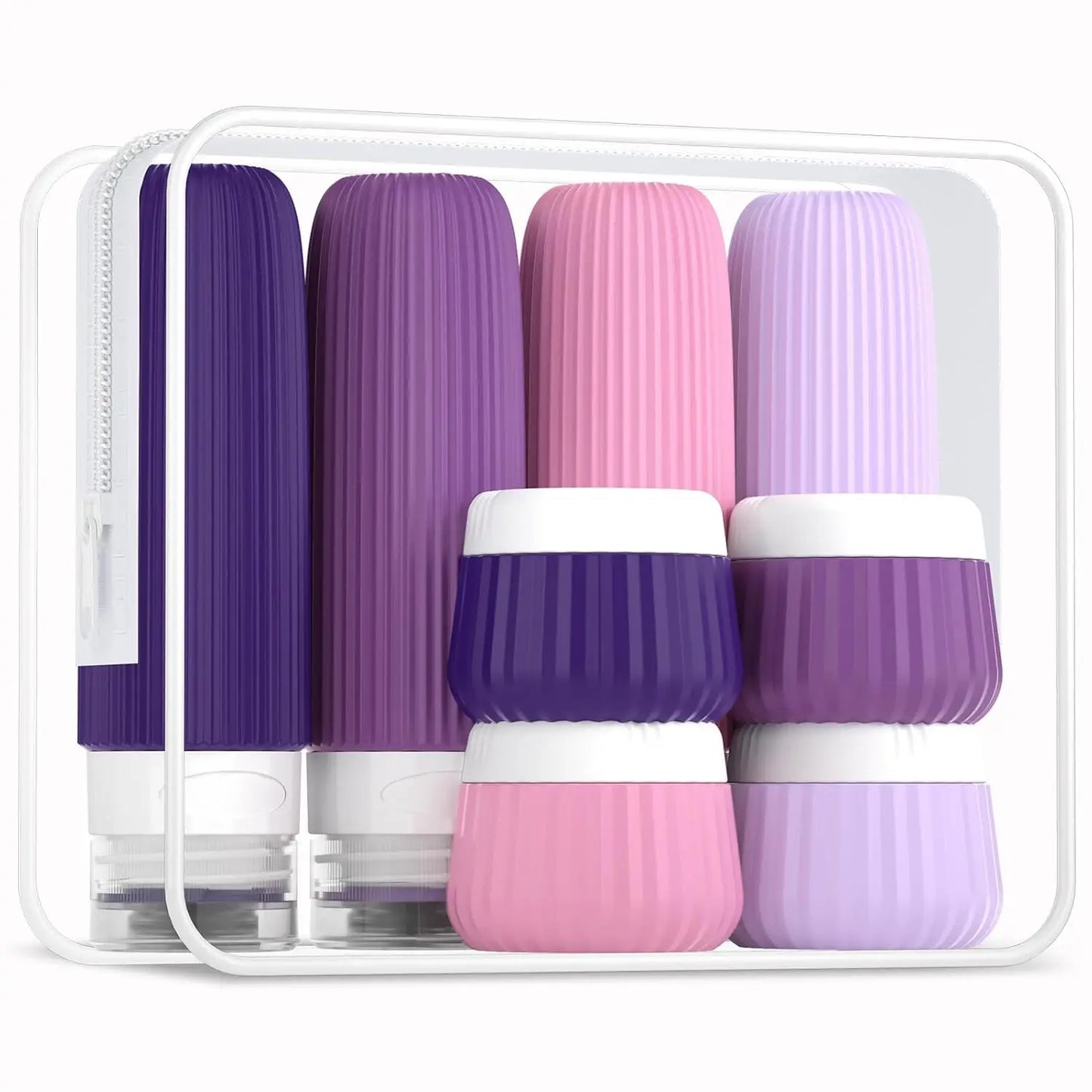 NEW Arrivals 8PCS Set 7 Colors Liquid Bottles, TSA Approval, BPA Not Included, 3 OZ Leak-Proof and Squeezable Silicone Bottles, Refillable Travel Airport Ship Accessories, Suitable for Shampoo and Shower Gel Essentials