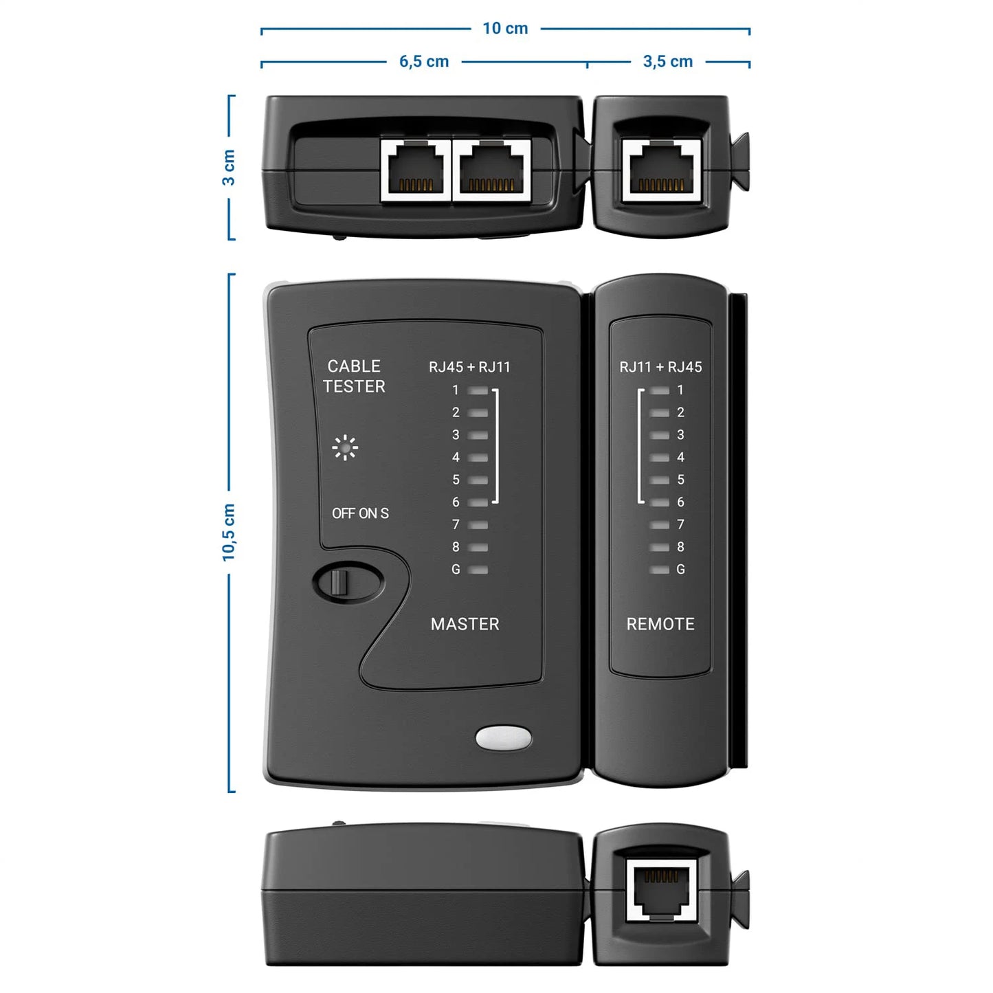 Network Ethernet Cable Tester for LAN RJ45 Cat5 Cat5e Cat6 Cat6a Cat7 UTP/Shielded Cable and RJ11 RJ12