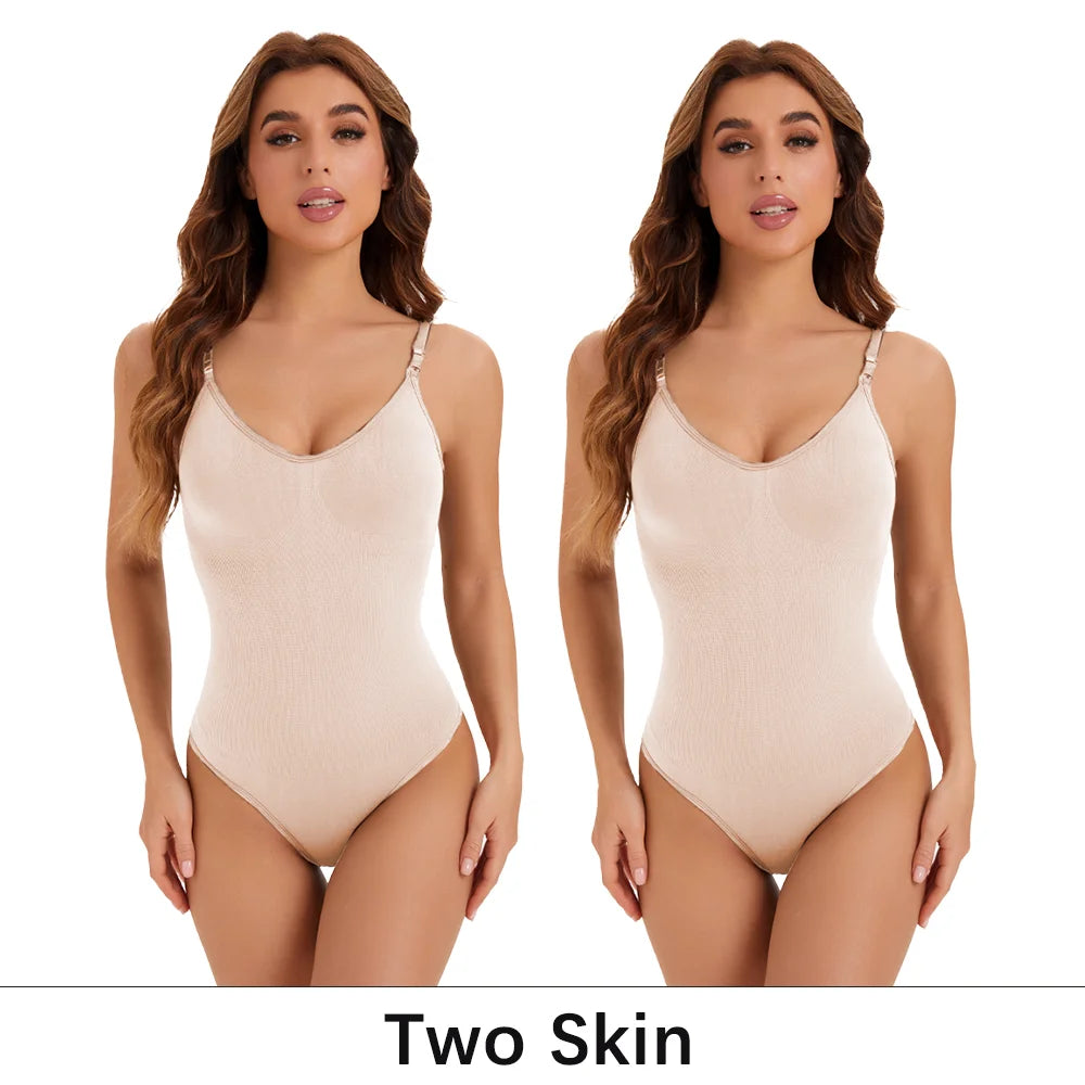NEW Arrivals 2PCS Set S-2XL High Elastic Bodysuit for Women Tummy Control Shapewear Sexy Seamless Sculpting Thong Body Shaper Slimmer Slimming Black Tank