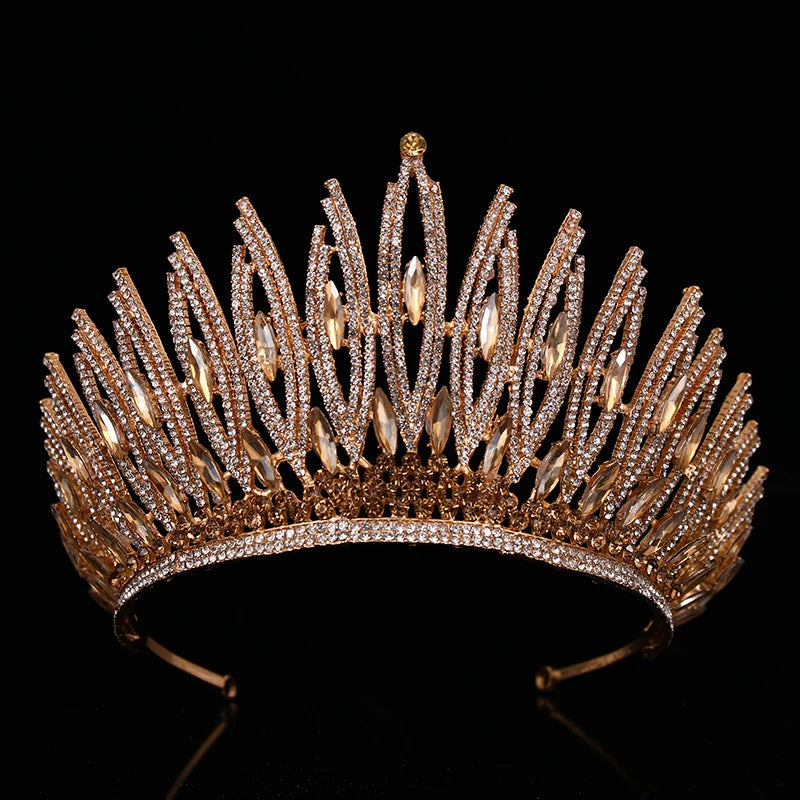 Low-Price Sales are Limited Luxury Wedding Crown Gold Silver Color Rhinestone Crystal Diadem Queen Crown Princess Tiaras Bridal Hair Jewelry Party Hair Accessories Girls Ladies Luxury Jewelry Fashion Accessories Supplies