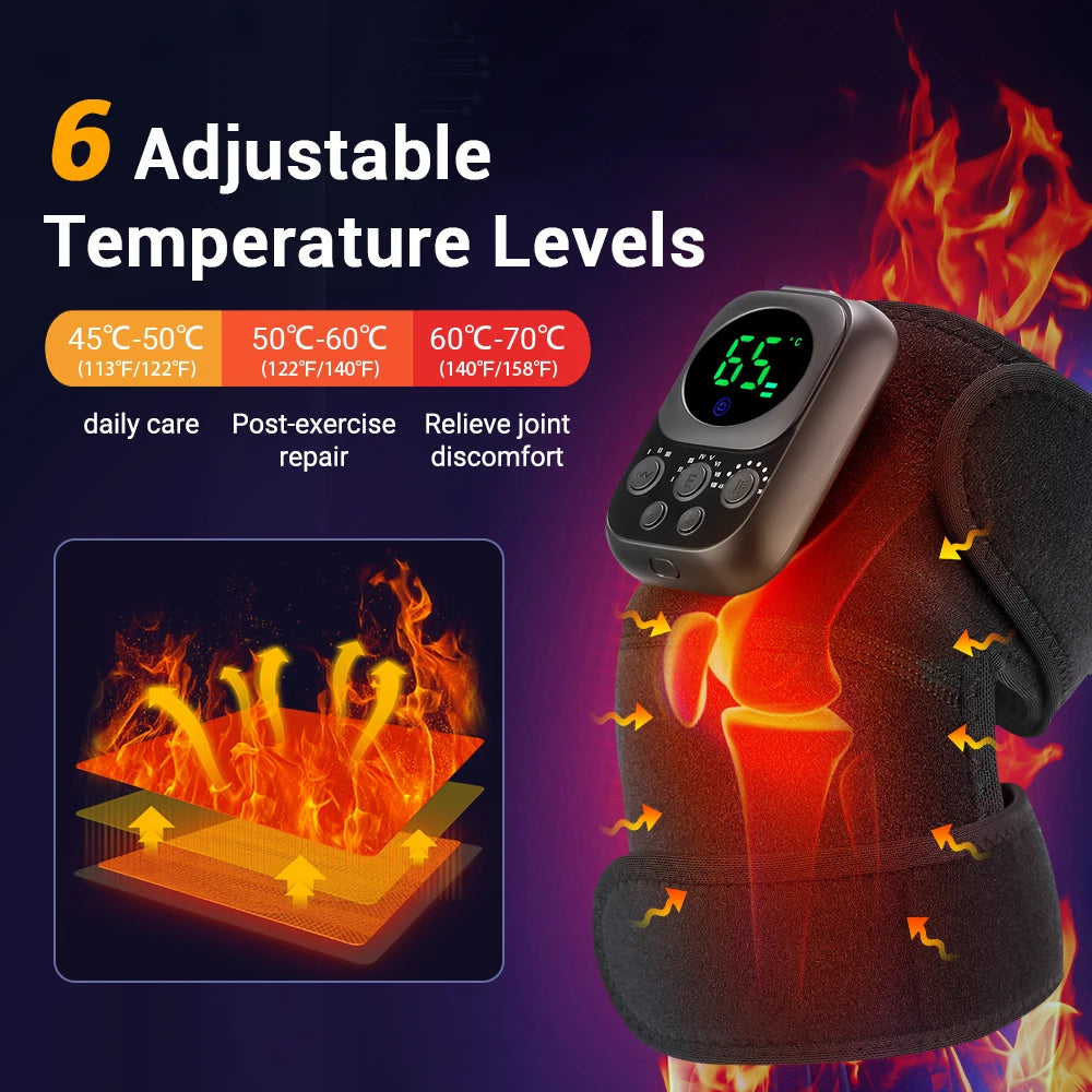 NEW Arrivals Wireless Control Heating Vibration Knee Pad Detachable Black With A Maximum Battery Life Of 10 Hours USB Rechargeable Health Care Supplies