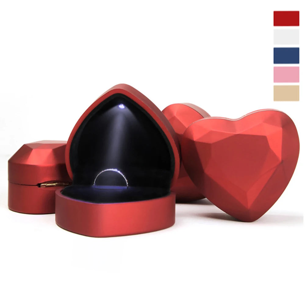 NEW LED Light Jewelry Box Luxury Ring Box for Proposal Engagement Wedding Rubber Paint Square Jewelry Gift Organizer Accessories Jewelry Supplies