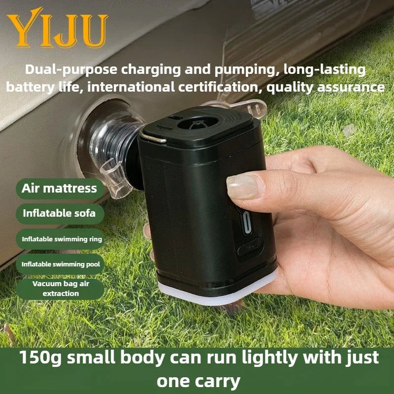 NEW Arrivals Mini Portable Air Pump with 1200mAh Battery USB Rechargeable to Inflate Deflate for Pool Float, Air Bed, Vacuum Storage Bag Home Outdoor Camping Beach Multi-Functions Air Pump