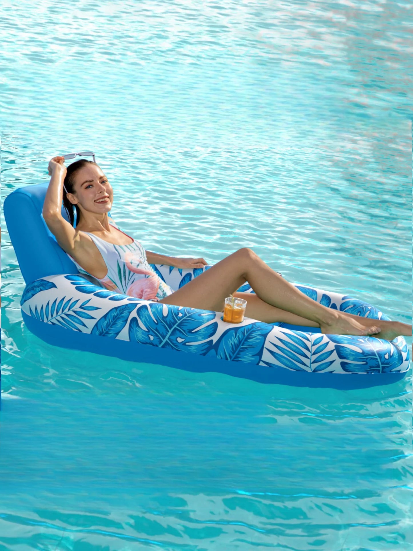 NEW Arrivals Inflatable Beach Water Pool Float Adult - Pool Floaties Lounger with Drinks Storage Floats Raft Floating Chair Water Floaties for Swimming Pool Lake Lounge Float Bed Sofa Swimming Accessories