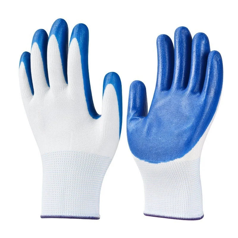 NEW Arrivals 5/10pairs Blue/Yellow/Red Non-Slip Thicken Latex Rubber Safety Work Gloves Palm Coated Gloves Mechanic Working Kitchen Gloves for Garden Home Work Tools Home Garden Accessories