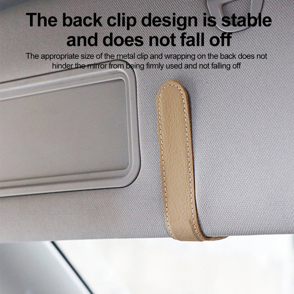 NEW Gray/Black Color Universal Car Sunglasses Leather Clip Card Ticket Holder Stand Fastener Pen Case Eyeglasses Sun Visor Car Accessories
