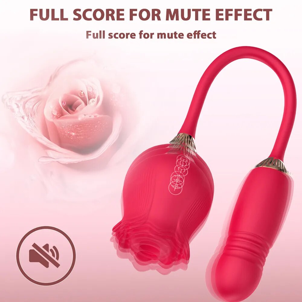 Rose Toy Dildo Thrusting Vibrator for Women Egg Clitoris Sucker Stimulator Tongue Licking Wiggle Adults Goods Sucking Sex Female
