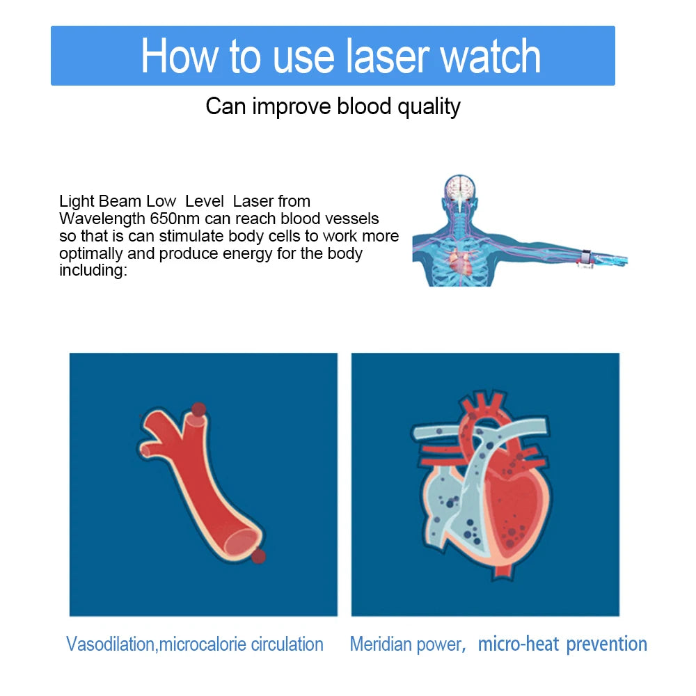 NEW Arrivals 15 Holes 650nm Laser Therapy Watch Diode LLLT Wrist Watch For Diabetes Cholesterol Hypertension Treatment Sinusitis Therapy Health Care Supplies