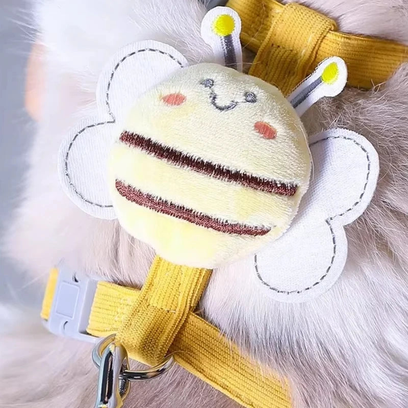 NEW Arrivals S-M Size Cat Leash Anti Breakaway Outdoor Leash Cat Carrier Adjustable Collar Bee Leash for Small and Medium Pets