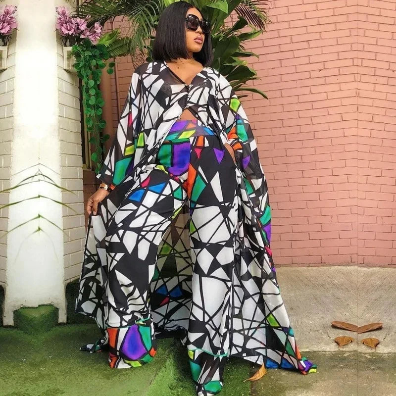 NEW Arrivals 2PCS Set Plus Size 5 Colors/Patterns Spring Summer African Clothes For Chubby Women Dashiki 2025 Fashion Long Dress Sets Pants Suits Outfits Party Dresses