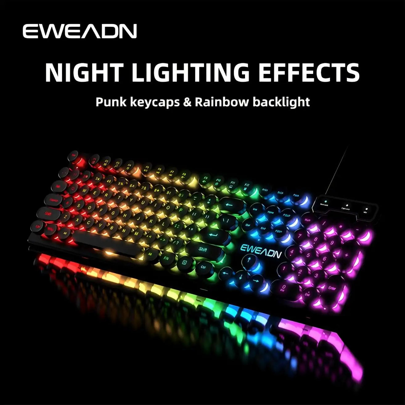 GX330 Typewriter Gaming Keyboard, 104 Keys Wired Retro Punk Round Keycaps, with RGB Backlit, for Windows Laptop PC Black Keyboard PC Computer Laptops Accessories Supplies Electronics Products