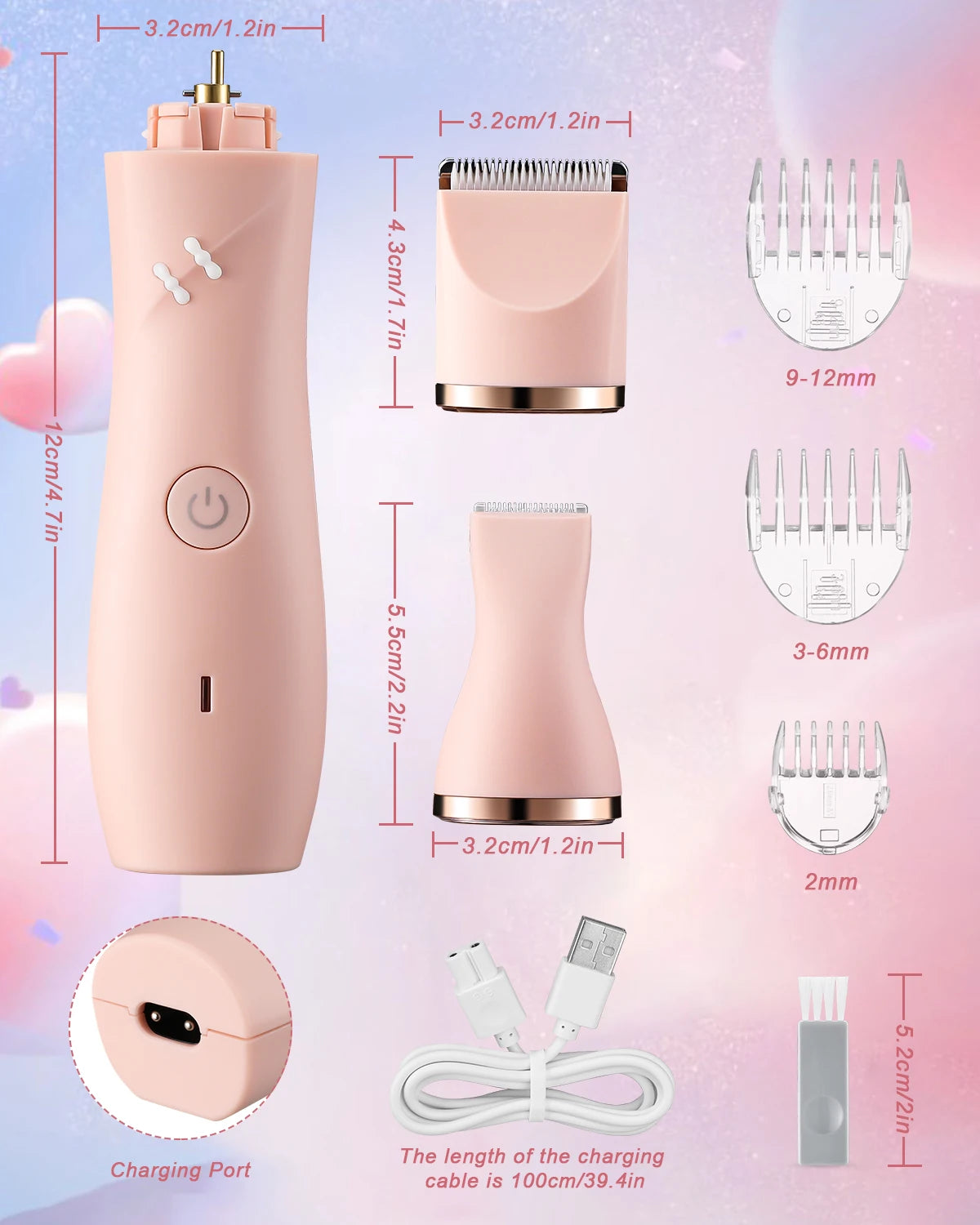 INBUTY 2 in 1 Bikini Trimmer Pubic Hair Grooming Women Hair Clipper Electric Shaver Lady Razors Painless Epilator USB Waterproof