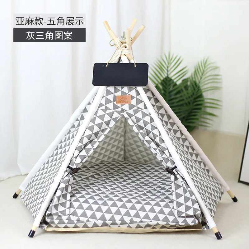 NEW Arrivals Pet Tent House Dog Bed Portable Removable Washable Puppy Cat Indoor Outdoor Korean Kennels Cave with Cushion and Blackboard Pets Supplies
