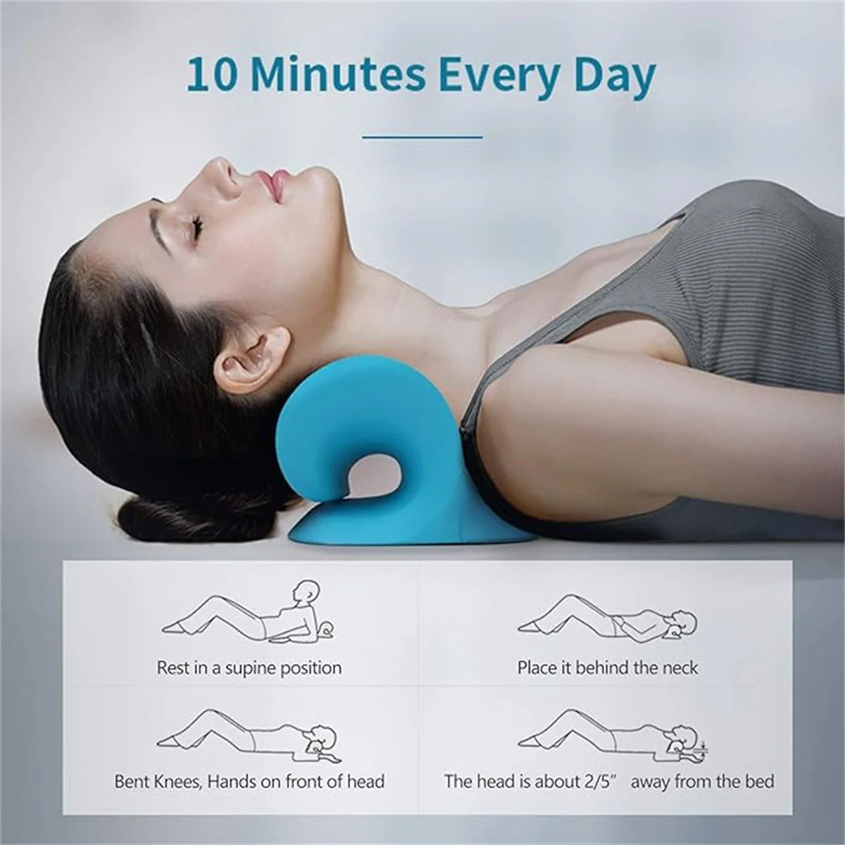 NEW Arrivals 3 Colors C-Shaped Pillow Neck and Shoulder Relaxer, Cervical Traction Device for TMJ Pain Relief and Cervical Spine Alignment, Chiropract Therapy