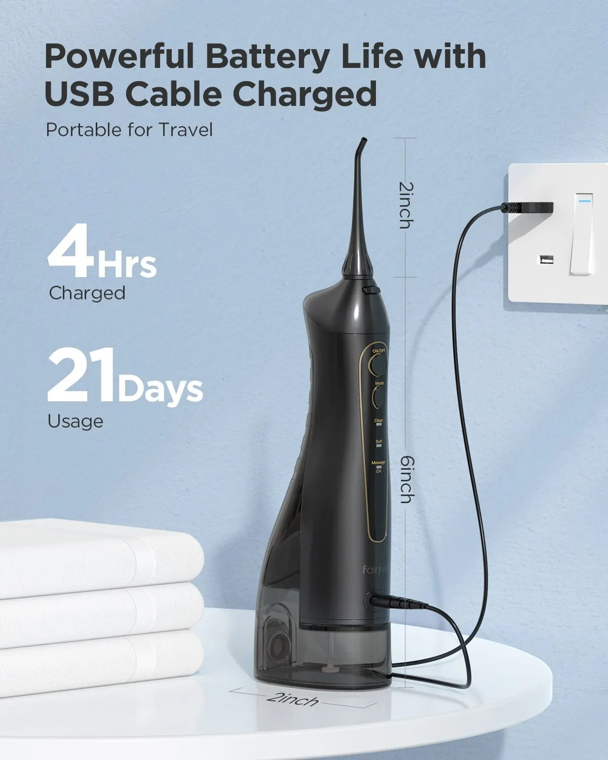 Electric Water Flossers Oral Irrigator Rechargeable Portable Dental 3 Modes Set Water Tank for Teeth 300ML Waterproof Teeth Cleaner