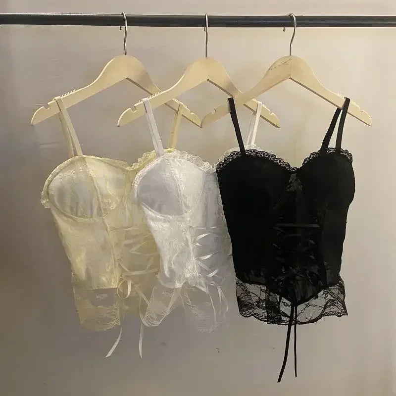 NEW Arrivals Sexy Clothes Blouses Sexy Crop Tops Women Corset Lace Bandage T-Shirt Camisole Woman Sling Tank Top Fashion Sleeveless Waistcoat Ladies Sexy Underwear Clothing