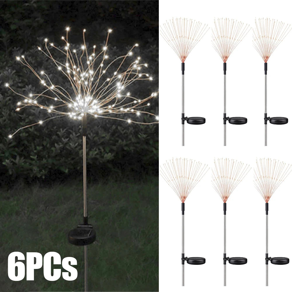 NEW 8PCS Set 200 LED Solar Firework Light Waterproof Outdoor 8 Lighting Modes Fairy String Light Christmas Lawn Lamp Garden Decoration