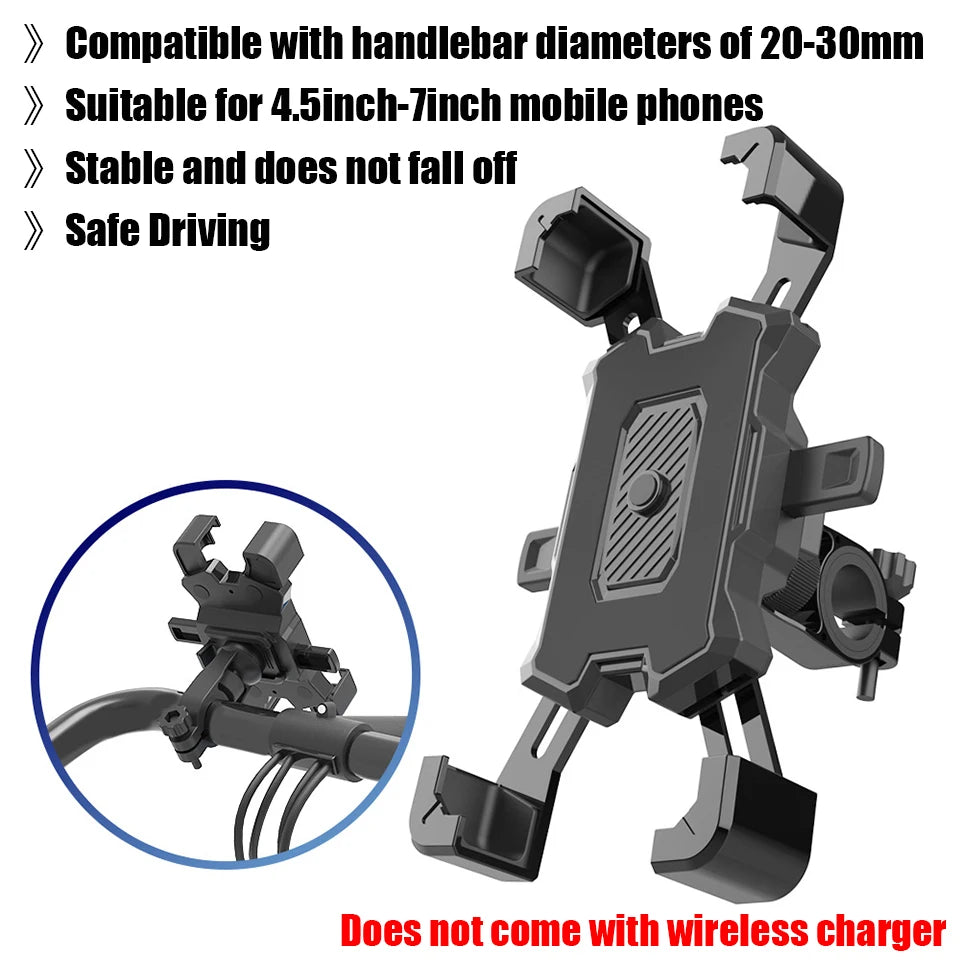 NEW Arrivals Mobile Phone Holder Bicycle Motorcycle Wireless Charging with QC3.0 USB Qi Charger GPS Navigation Mount Bracket Qi Wireless Charger Bicycle Sports Accessories
