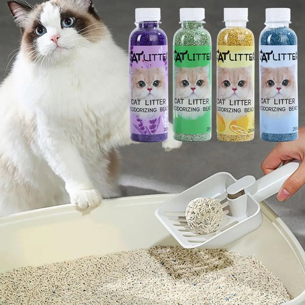 NEW 2PCS Set Cat Litter Deodorant Beads Efficient Deodorization Lasting Freshness Low Dust sanitary Cat Litter Deodorizing Beads Cats Hygiene Accessories Pets Supplies
