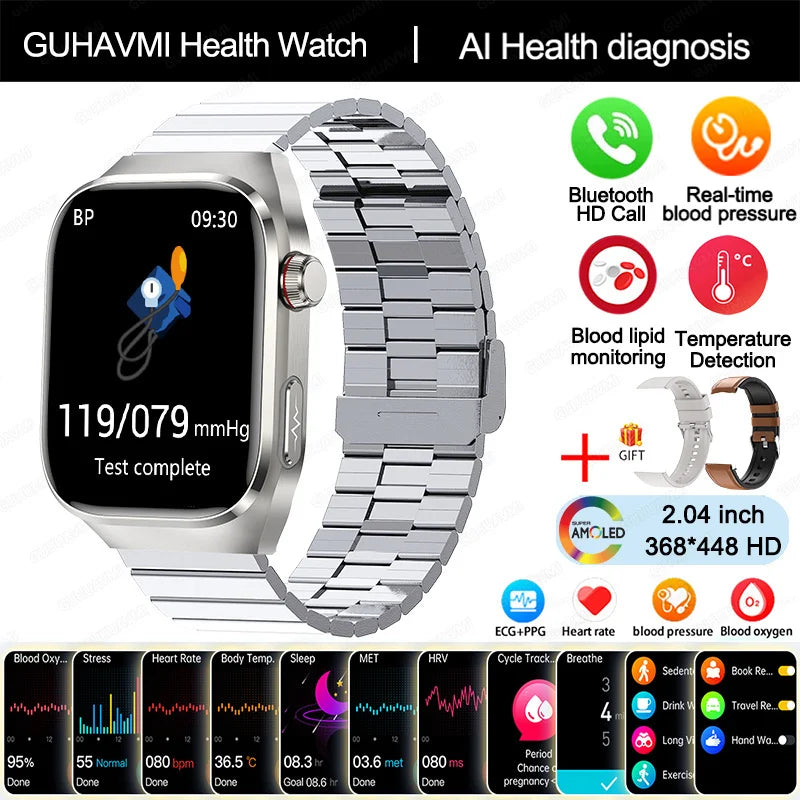 NEW Arrivals 12 Colors/Patterns AI Diagnosis Health Monitoring Blood Pressure Smart Watch Women Men ECG Uric Acid Lipid BT Call Health Smart Watches For HUAWEI Health Care Supplies