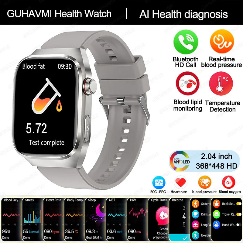 NEW Arrivals 12 Colors/Patterns AI Diagnosis Health Monitoring Blood Pressure Smart Watch Women Men ECG Uric Acid Lipid BT Call Health Smart Watches For HUAWEI Health Care Supplies