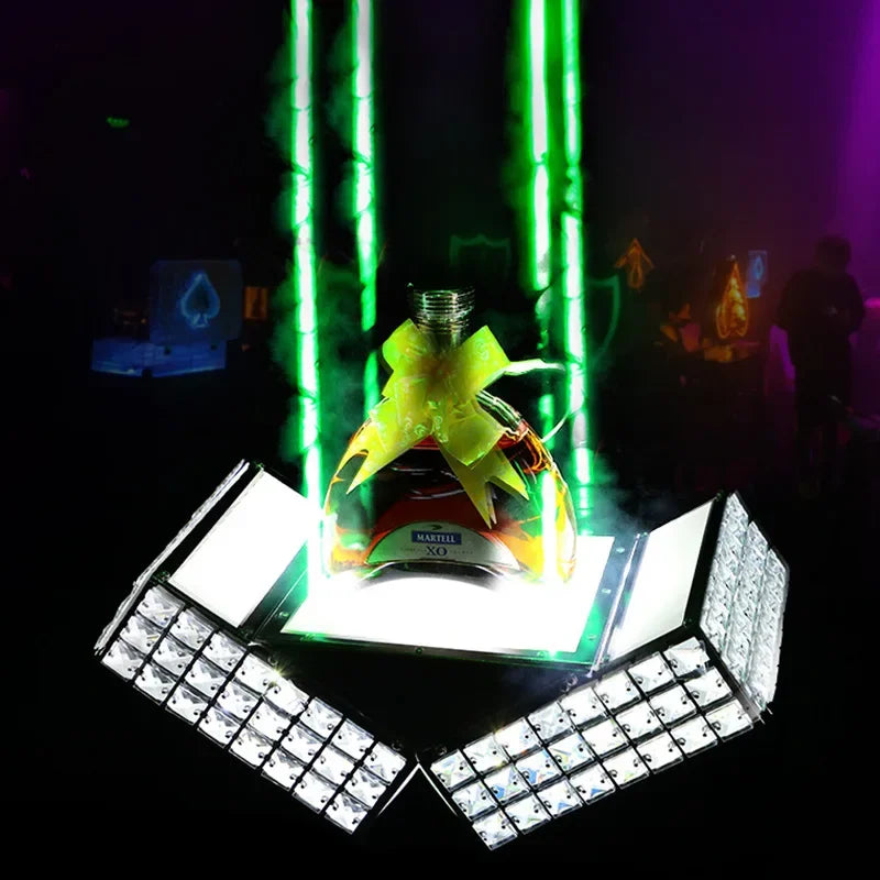 Bar Night Club Laser Metal Castle LED Light Base Whisky Wine Champagne Display Luxury Carrier Holder Bottle Presenter Glorifiers Home Bars Pubs Restaurants Hotels Barware Supplies