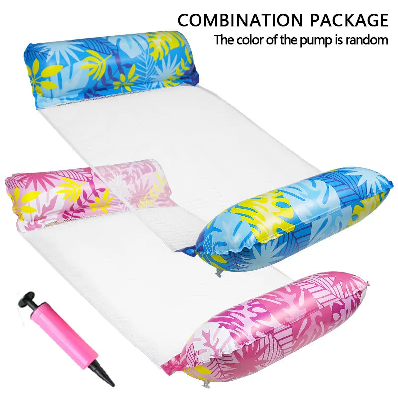 NEW Arrivals 2PCS Set 10 Colors/Styles Summer Pool Float Mat - Striped Inflatable Lounge Chair & Hammock for Adults Kids Water Sports Toys Home Swimming Pool Beach Inflatable Mattress