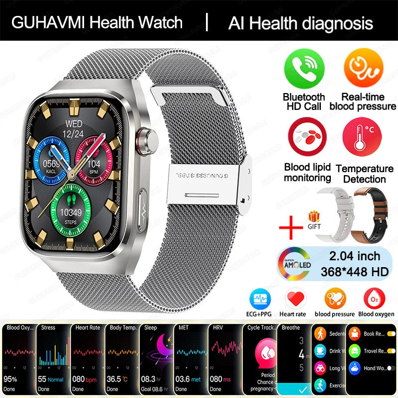 NEW Arrivals 12 Colors/Patterns AI Diagnosis Health Monitoring Blood Pressure Smart Watch Women Men ECG Uric Acid Lipid BT Call Health Smart Watches For HUAWEI Health Care Supplies