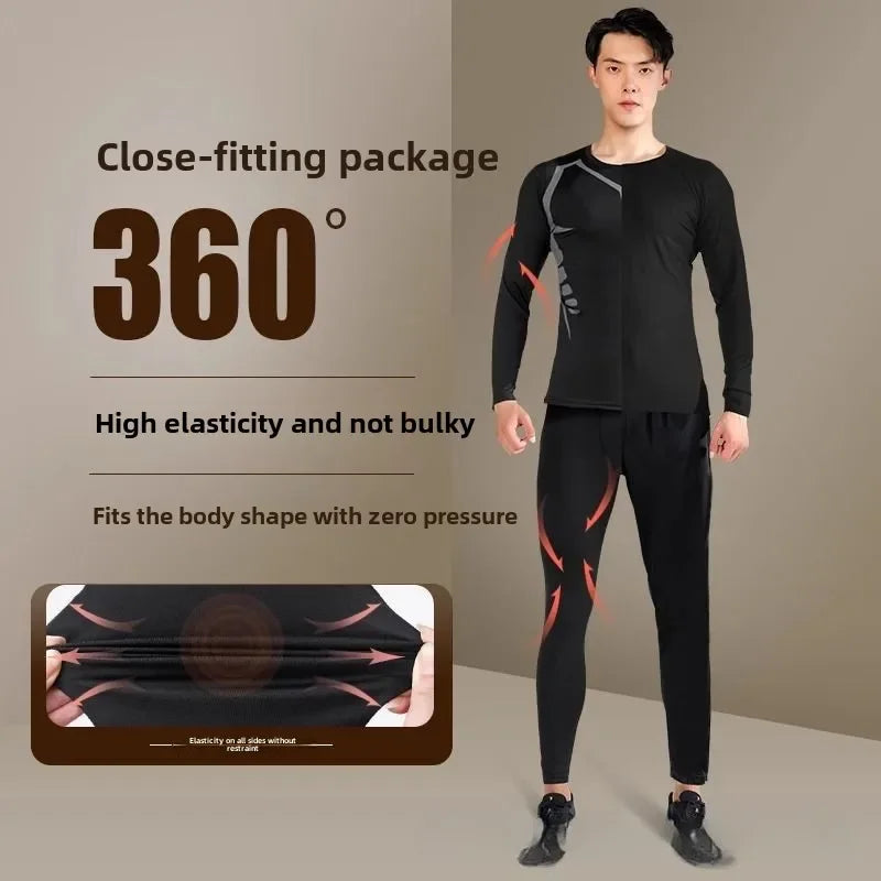 NEW 3PCS Set S-3XL(95Kg+) Men's Thermal Plush Base Layer Set Winter Thickened Cycling Morning Running Training Quick Drying Clothes Fitness Tight Sports Men's Sweats Set
