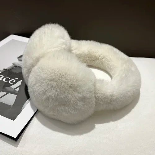 NEW Arrivals 8 Colors 100% Real Rex Rabbit Fur Earmuffs for Women Girls Winter Snow Outerwear Ear Warmers Soft Warm Furry Ear Muffs for Cold Weather Ladies Luxury Fashion Apparel Accessories