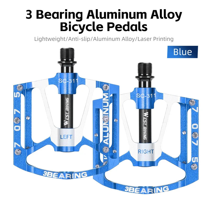NEW Colorful/Silver Color 3 Bearing Bicycle Professional Pedal CNC Aluminum Alloy Anti Slip MTB Road Bike Pedal Widen Pedals Profession Bike Accessories