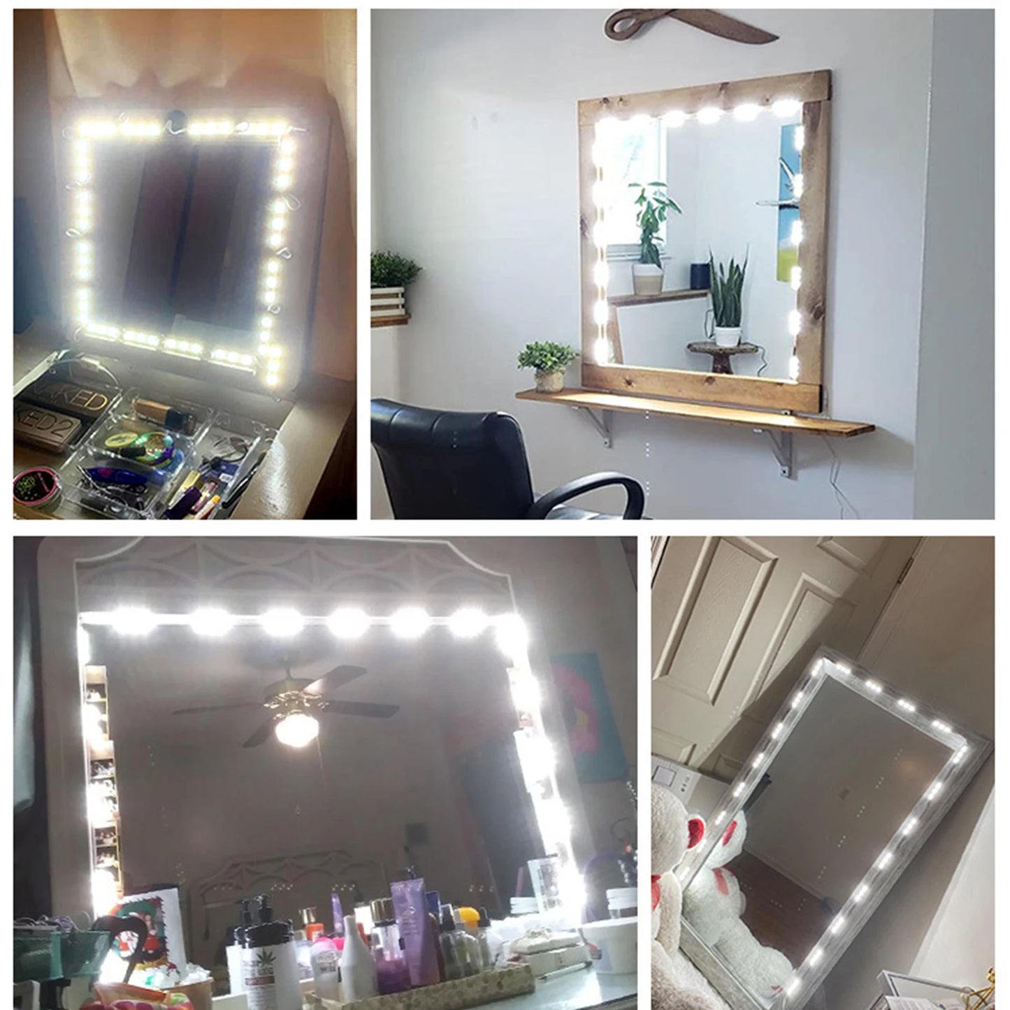 LED Makeup Mirror Lights 6/18/30/42 LEDs Dimmable Touch Control Vanity Bathroom Dresser Mirror Light with USB Cable Strip Lights