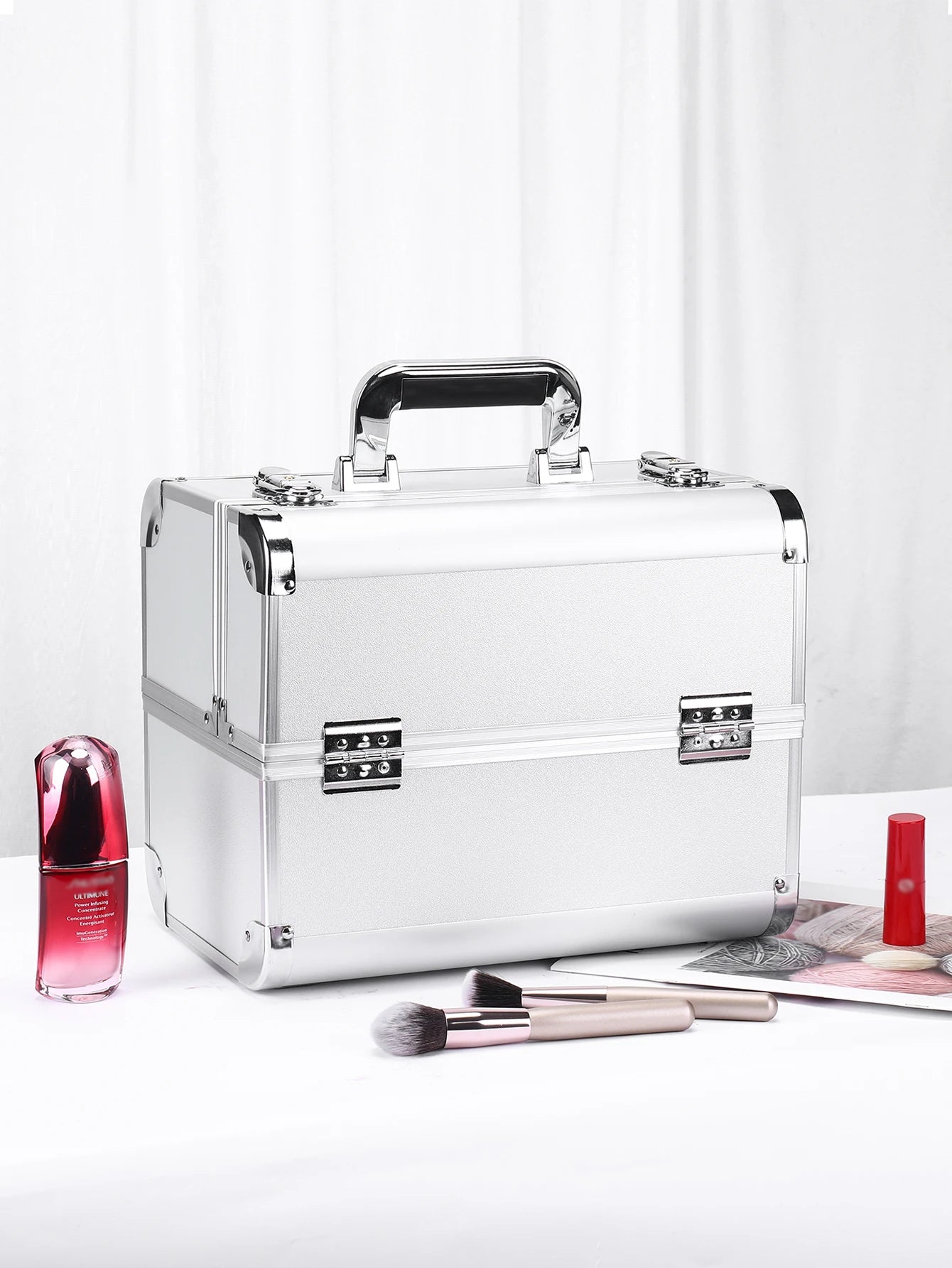 NEW Arrivals 8 Colors Make-Up Train Case Aluminum Alloy Case Pedicure Tool Box with Handle Cosmetic Box Portable Makeup Case Organizer