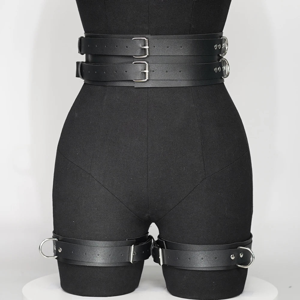 Women Sexy Thigh Garter Belt Leather Lingerie Bdsm Sexual Bondage Lingerie Leg Harness Goth Fetish Clothing Festival Rave Outfit