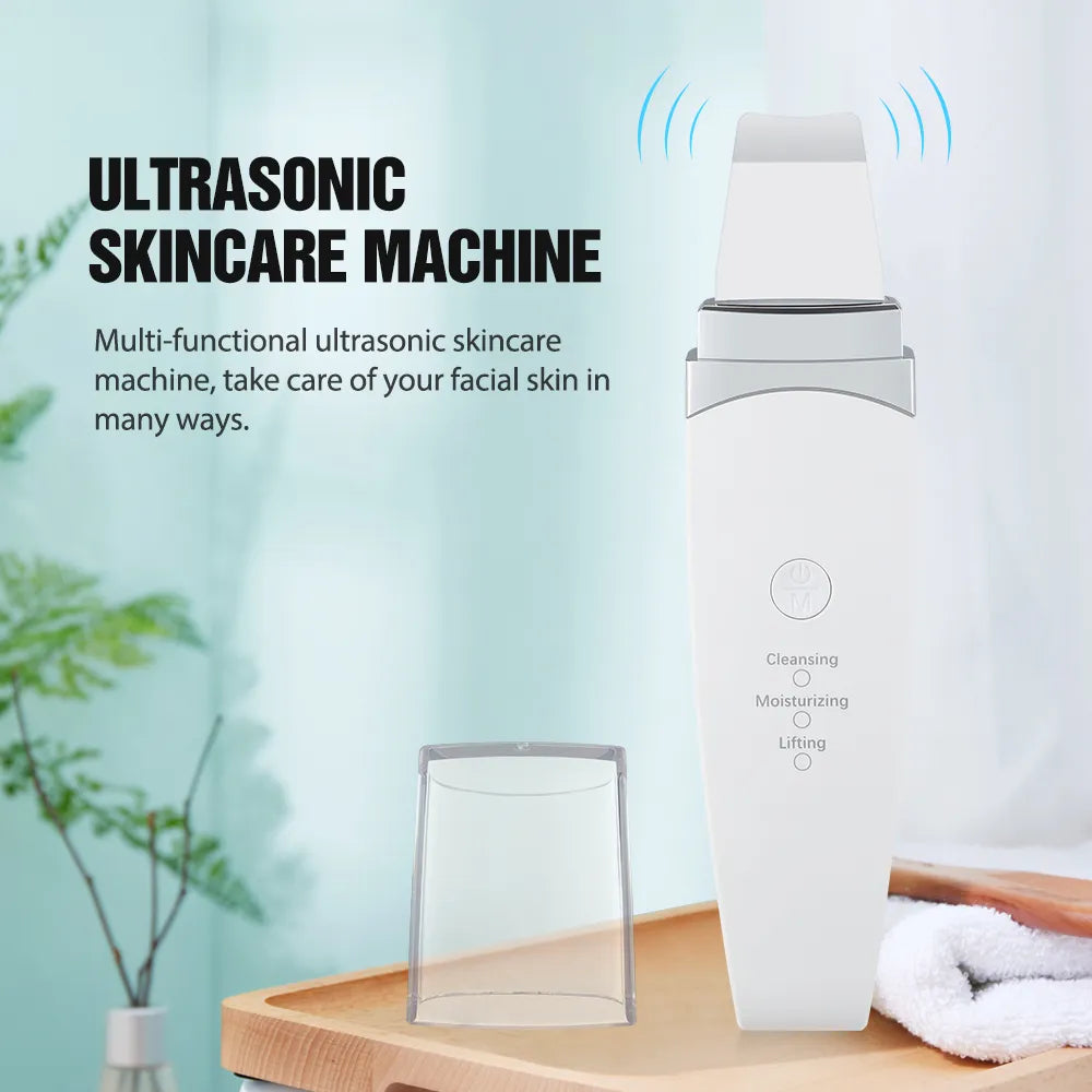 New Ultrasonic Skin Scrubber Facial Spatula Blackhead Remover Deep Face Cleaning Lift Machine Peeling Shovel Pore Cleaner