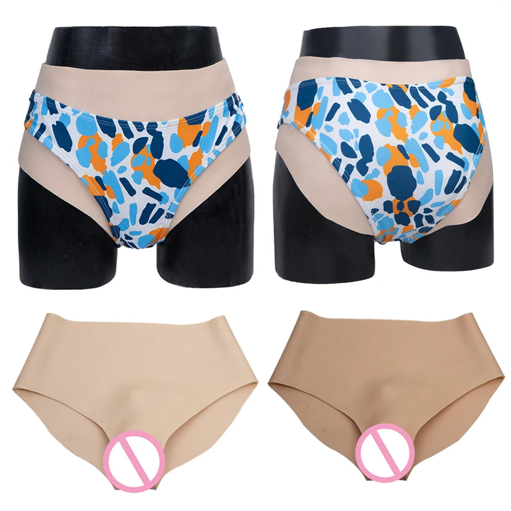 Simulated Silicone Fake Vagina Underwear Briefs Panties Hiding Penis For Crossdresser Transgender Shemale Dragqueen Cosplay Gays