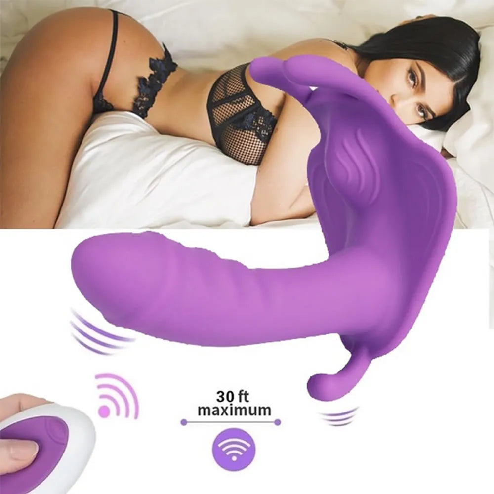 Wearable Dildo Vibrator G Spot Clitoris Stimulator Butterfly Vibrating Panties Erotic Toy Adult Toy for Women Orgasm Masturbator