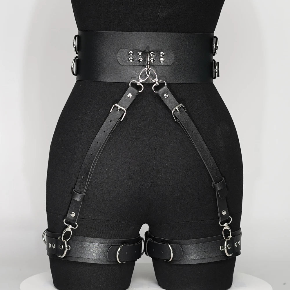 Women Sexy Thigh Garter Belt Leather Lingerie Bdsm Sexual Bondage Lingerie Leg Harness Goth Fetish Clothing Festival Rave Outfit