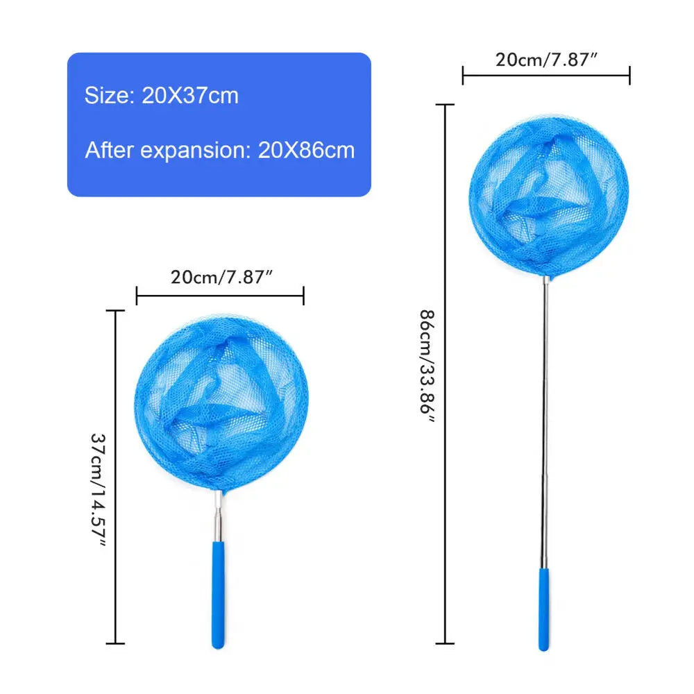 New Telescopic Swimming Pool Net Rake Clear Cleaner Scoop Leaf Stainless Steel Skimmer Mesh Frame Kids Outdoor Fish Nett