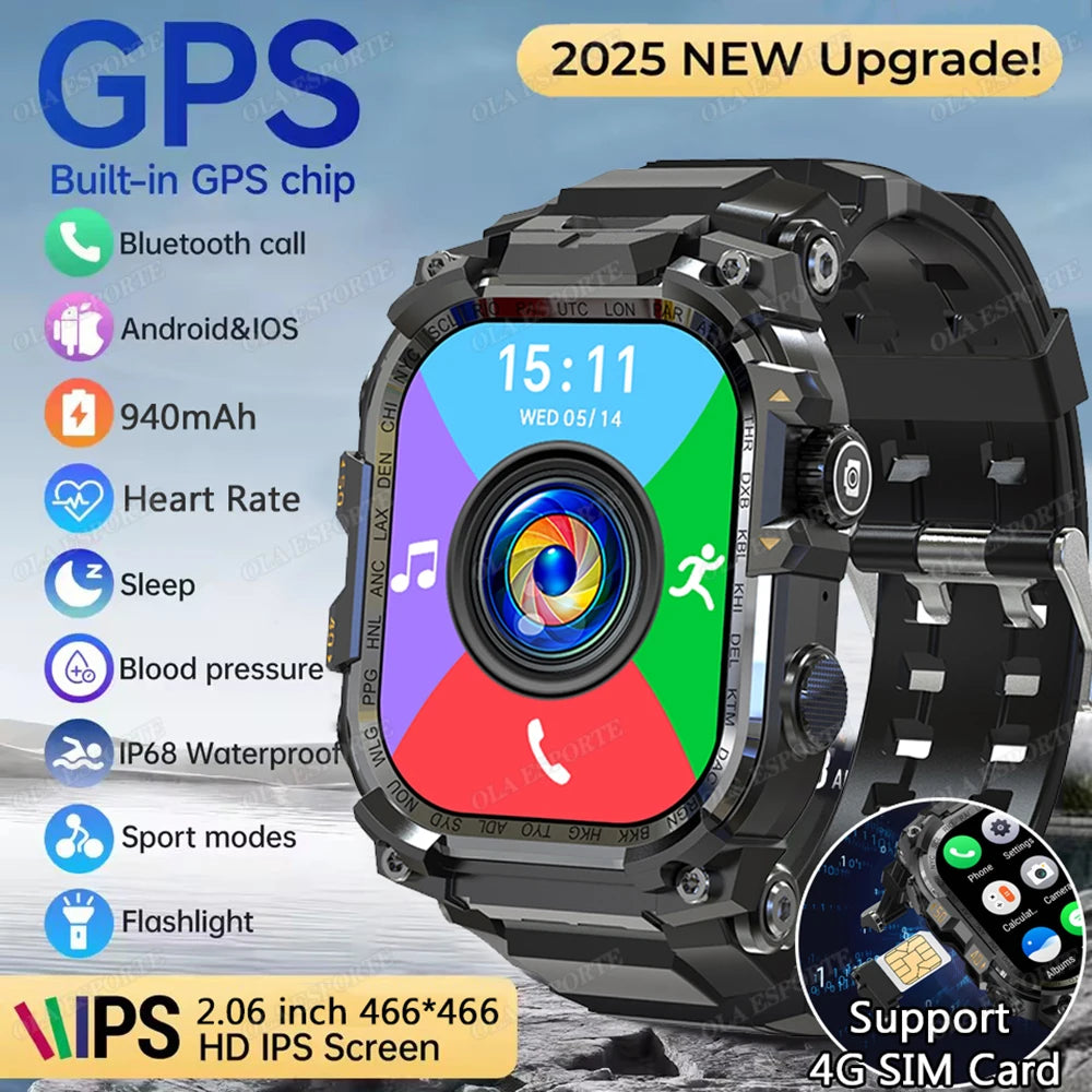 NEW Arrivals Flashlight 4G Android Smart Watch APP Store GPS Tracker 930 mAH Video Chat Rotation Camera Waterproof 4G SIM Card Smartwatch Sports Electronic Supplies