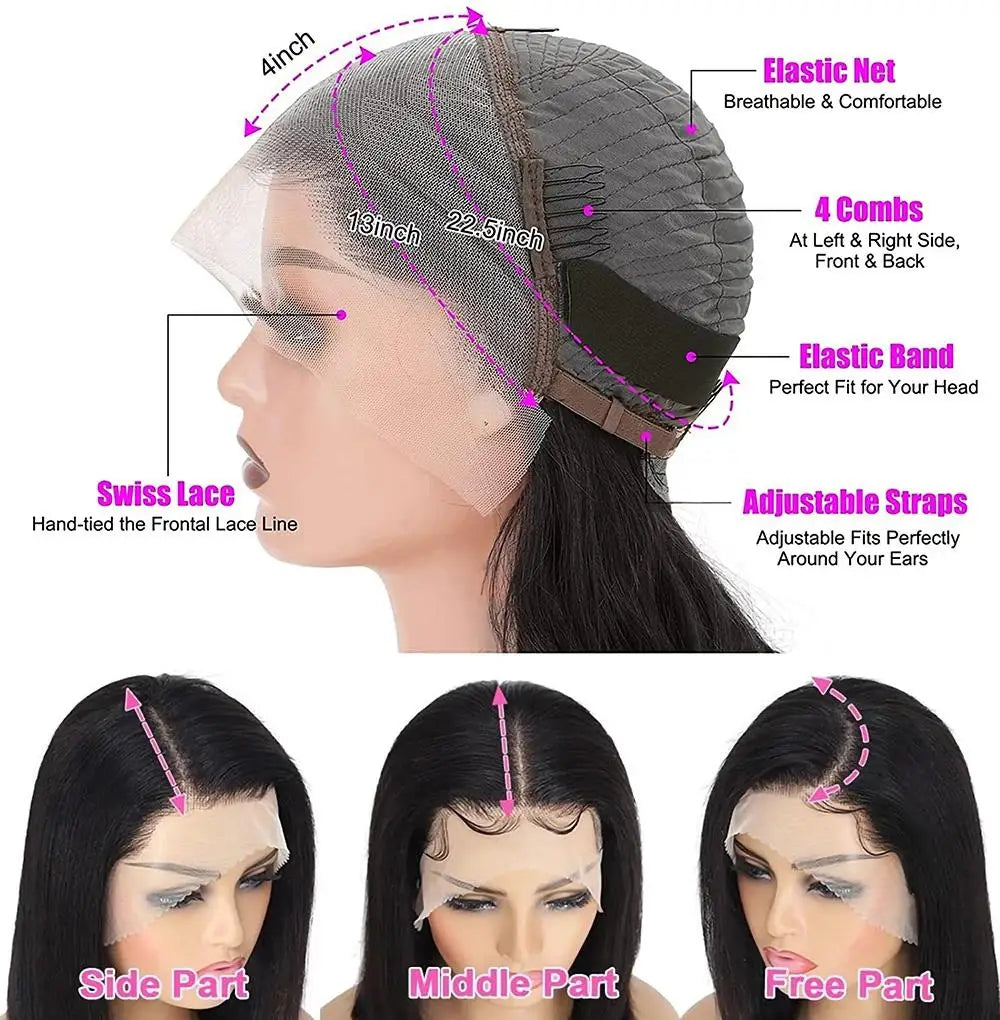 NEW Arrivals 13x4 Straight Lace Frontal Bob Wig 8-14 Inches Pre Plucked 100% Real Human Hair Wigs Brazilian Remy Bone Straight Bob Super Sale