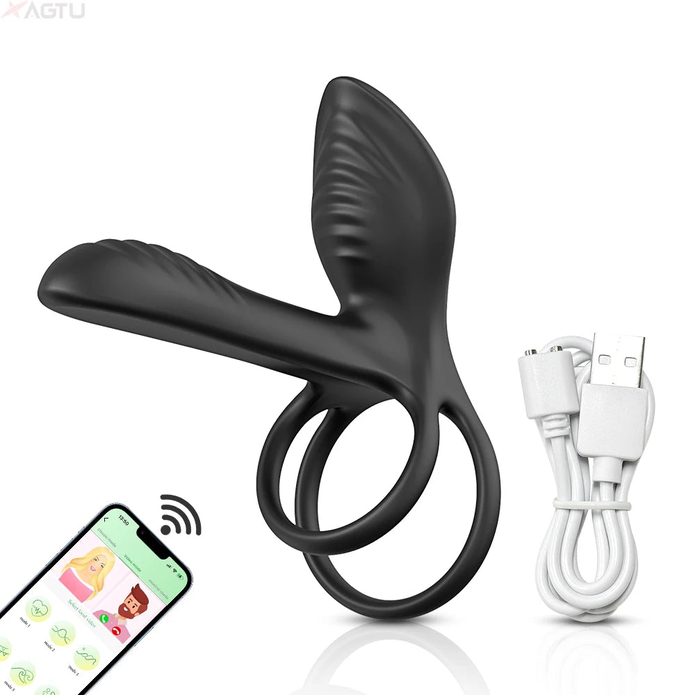 NEW Wireless Bluetooth Vibrating Penis Ring Men Delay Ejaculation Cock Ring Vibrator Clitoris G Spot Stimulation Sex Toys for Couple Adults 18+