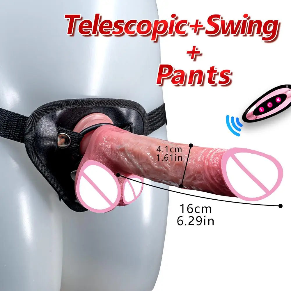 4 in 1 Sex Toys Powerful Thrusting Heating Remote Control Dildos for Women Realistic Penis Telescopic Rotation Rubber Dick Silicone Artificial Adult Supplies