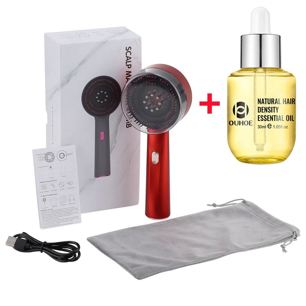 BRAND NEW Electric Vibration Laser Massage Comb With Hair Growth Oil Red Light Laser Therapy Scalp Liquid Applicator Brush Hair Follicle Comb Hair Care Accessories Supplies