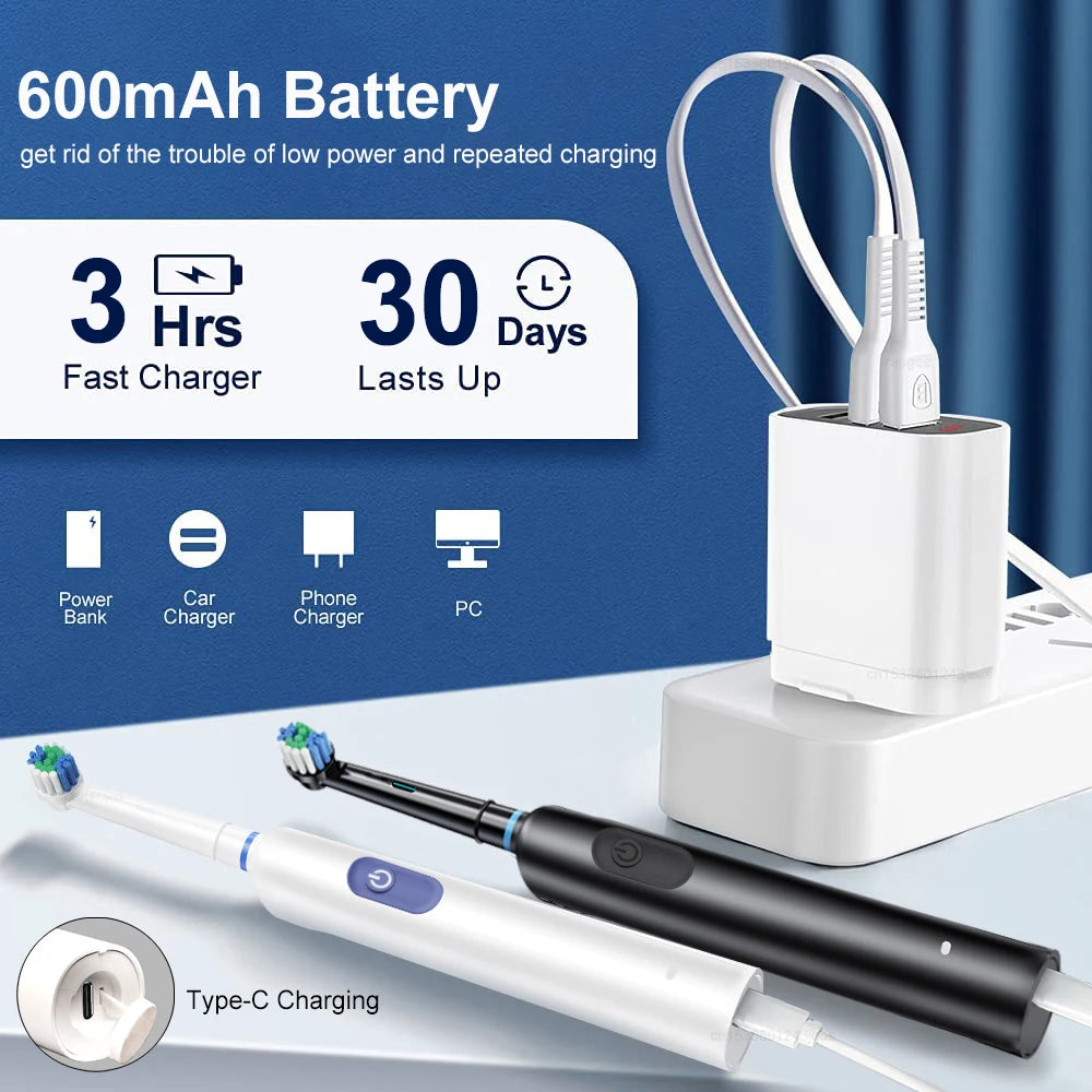 Electric Toothbrush Set Rotary Rechargeable Electric Toothbrush for Adults Rotating Electric Toothbrushes with 8 Soft Brush Heads