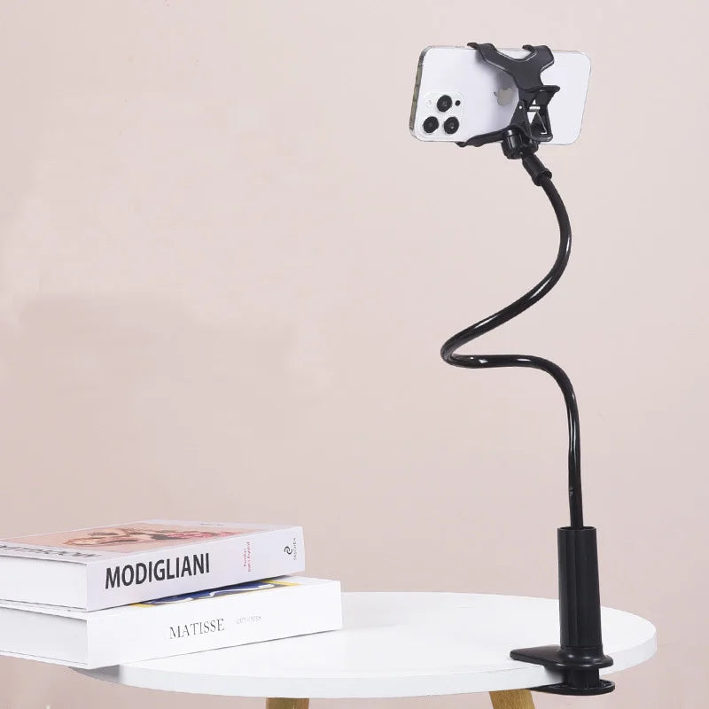 NEW White/Black Color Lazy Bedside Desktop Mobile Phone Clamp Bracket Flexible Long Arm Gooseneck Lazy Person Bracket With Handle Overhead Live Holder Mobile Phones Accessories