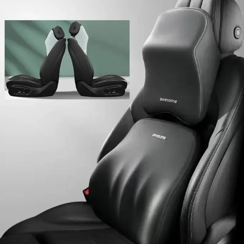 NEW Arrivals 2PCS Set 5 Colors Car Lumbar Back Support Headrest Neck Pillow Memory Foam Lumbar Pillow Soft Neck Pillows Cushion Seat Cushion Backrest Neck Pillow