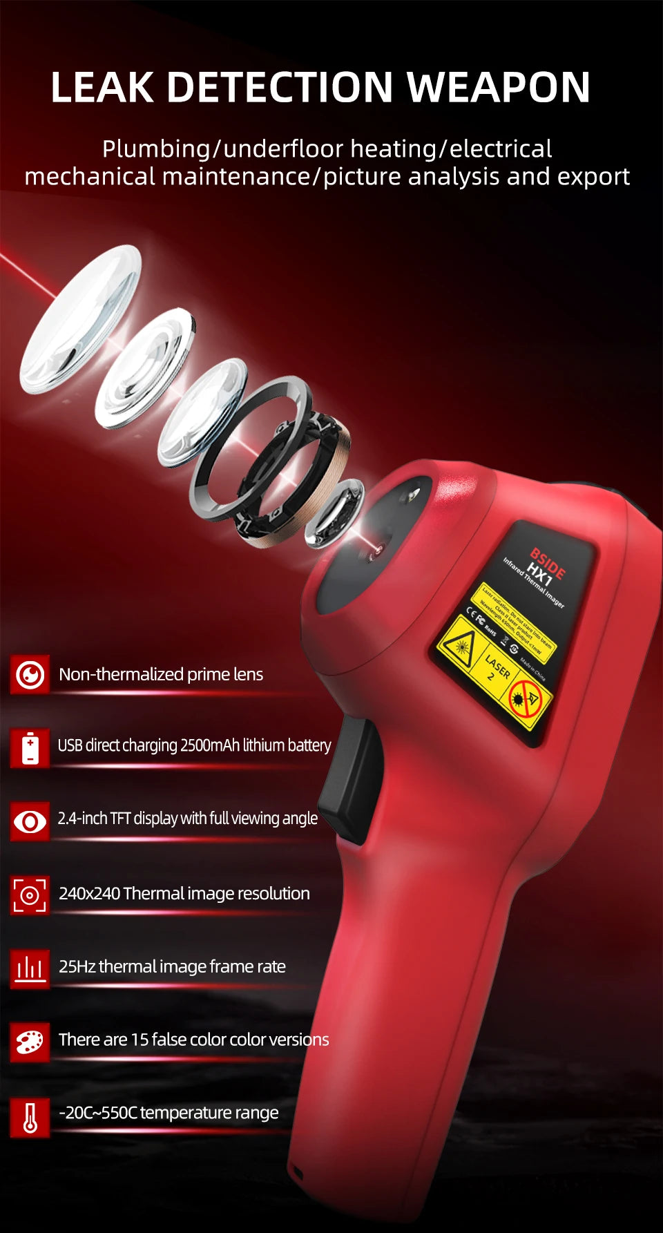 NEW Arrivals HOT SALE Infrared Thermal Imager Camera Laser Thermographic HD Display For Circuit PCB Repair Pipeline Detection Medical Laser Positioning Electronics Supplies