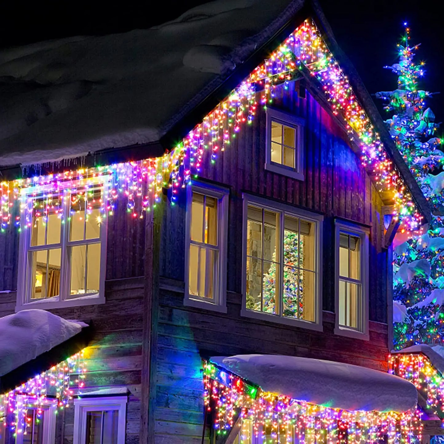 NEW 5-8PCS Set RGB-Warm White-White Led Icicle String Lights 4M Street Garland On The House 8 Modes Christmas Lights Outdoor For New Year Christmas Decoration Home Outdoor Holiday Lighting Supplies