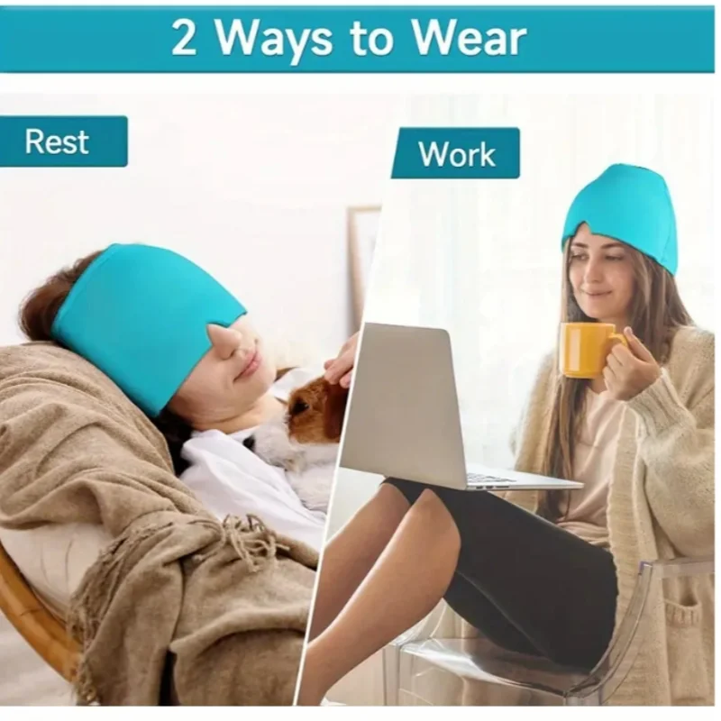 NEW Arrivals Relief Headgear Migraine Head Pain Relief Cap Gel Ice Cap Single Layer Headgear Ice Pack Headgear Relief Stretchable Compress Hood Massage Accessories Health Care Supplies
